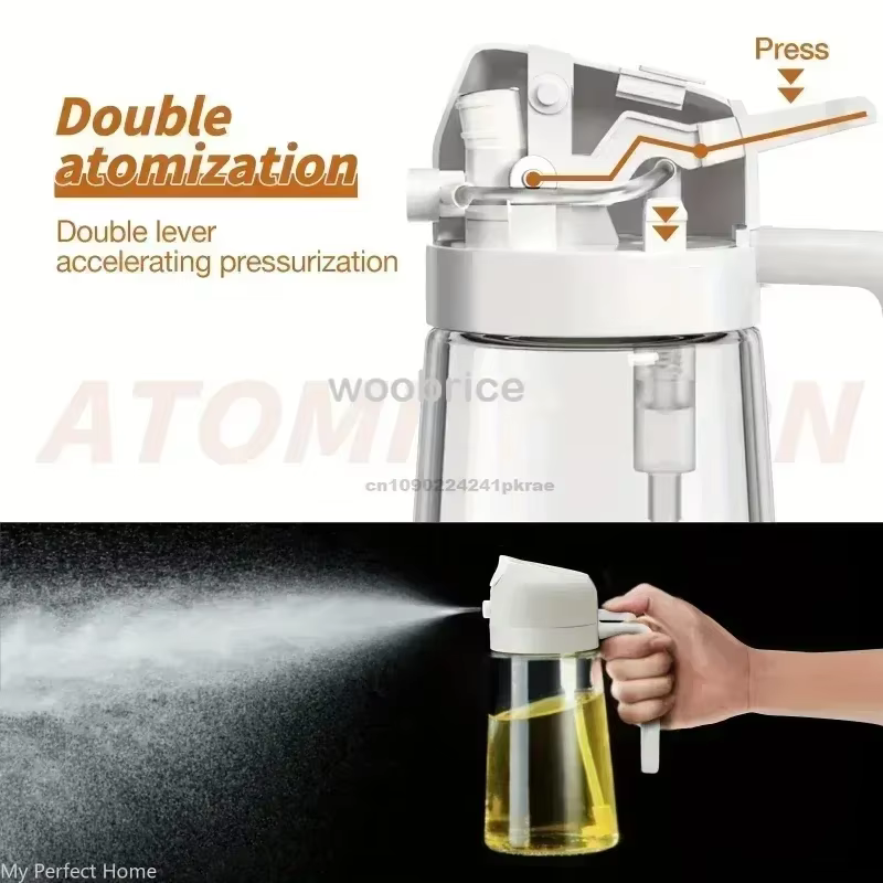 Distributeur d'huile de cuisine 2 en 1, Spray d'olive, grande bouteille d'huile résistante à la chaleur, Sauce soja, diverses bouteilles d'assaisonnement