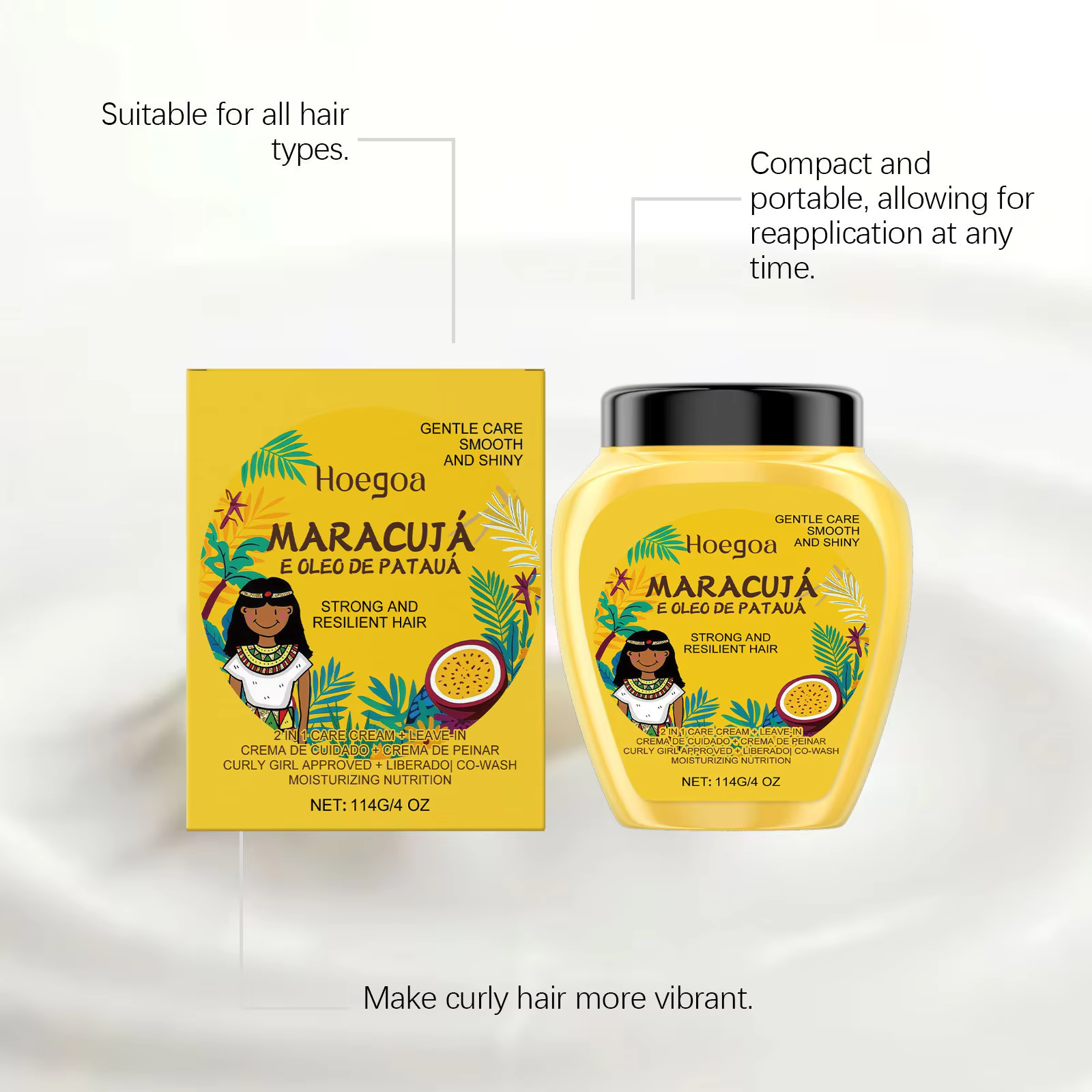 Crème revitalisante sans rinçage pour cheveux bouclés secs