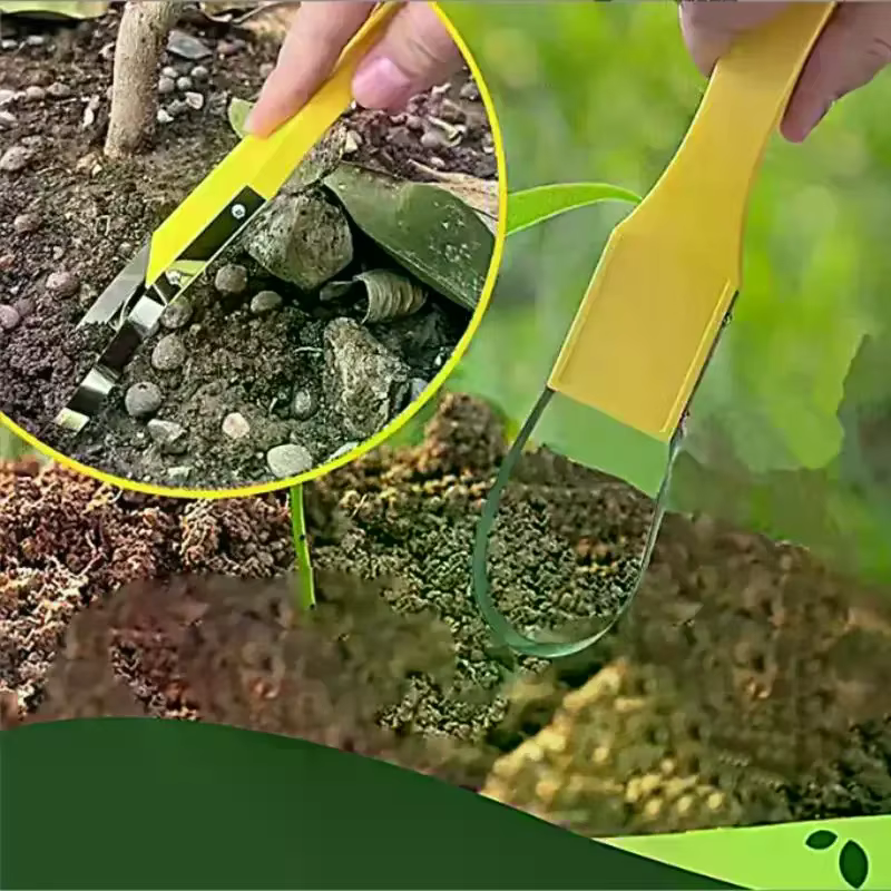 Outil de désherbage manuel à boucle en fer pour jardin - Conception à boucle en fer avec lames aiguisées - Outil de désherbage et de desserrage manuel