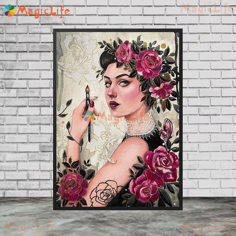 Portrait du jour des morts du mexique des femmes, images murales de fille Grimace pour affiche de salon, peinture sur toile d'art mural sans cadre