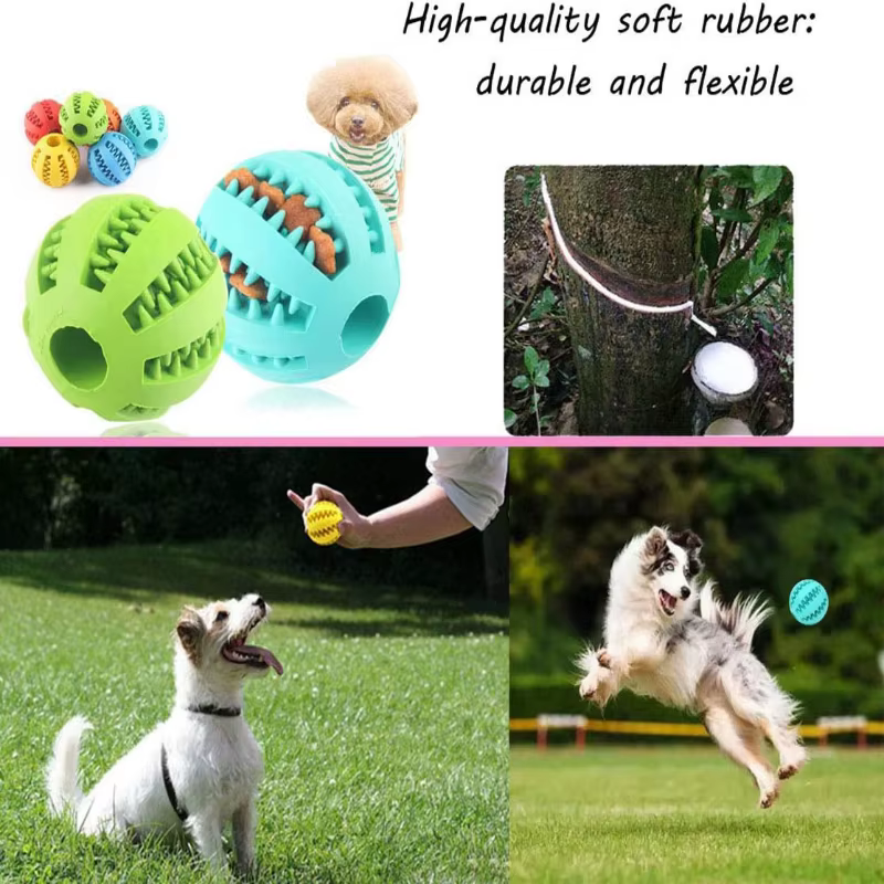 Boule de jouet pour chien, boules en caoutchouc interactives, jouets à mâcher pour chiot, boule de nettoyage des dents pour animaux de compagnie, mangeoire de friandises alimentaires pour chats et ani