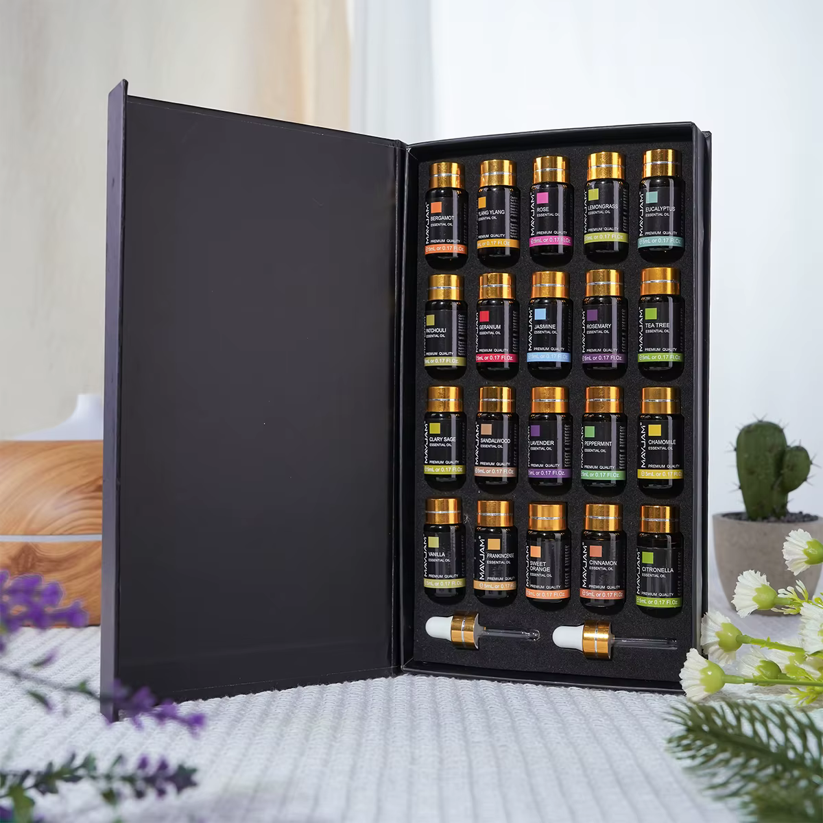 Coffret cadeau d'huiles essentielles végétales naturelles pures