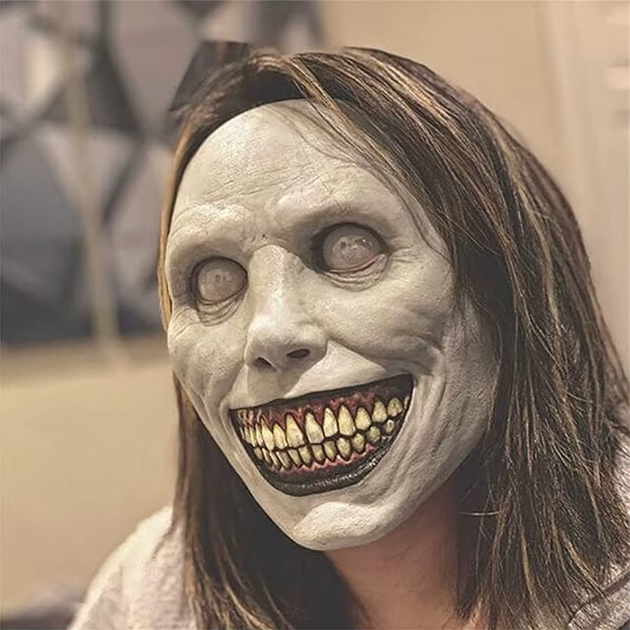 Masque effrayant Masque d'horreur d'Halloween Masque blanc effrayant le plus effrayant avec les yeux, accessoires de jeu de rôle maléfiques, accessoires de fête