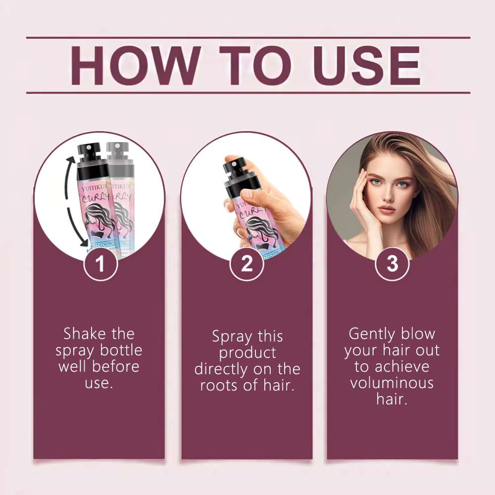 YUITIKUE Spray Coiffant Sans Rinçage pour Cheveux Bouclés - Anti-Frisottis