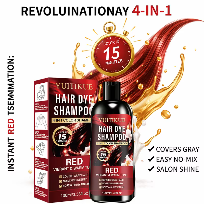 Shampoo colorant capillaire rouge 4 en 1