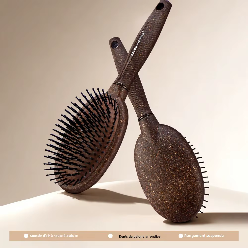 Brosse à cheveux à coussin d'air en noix de coco