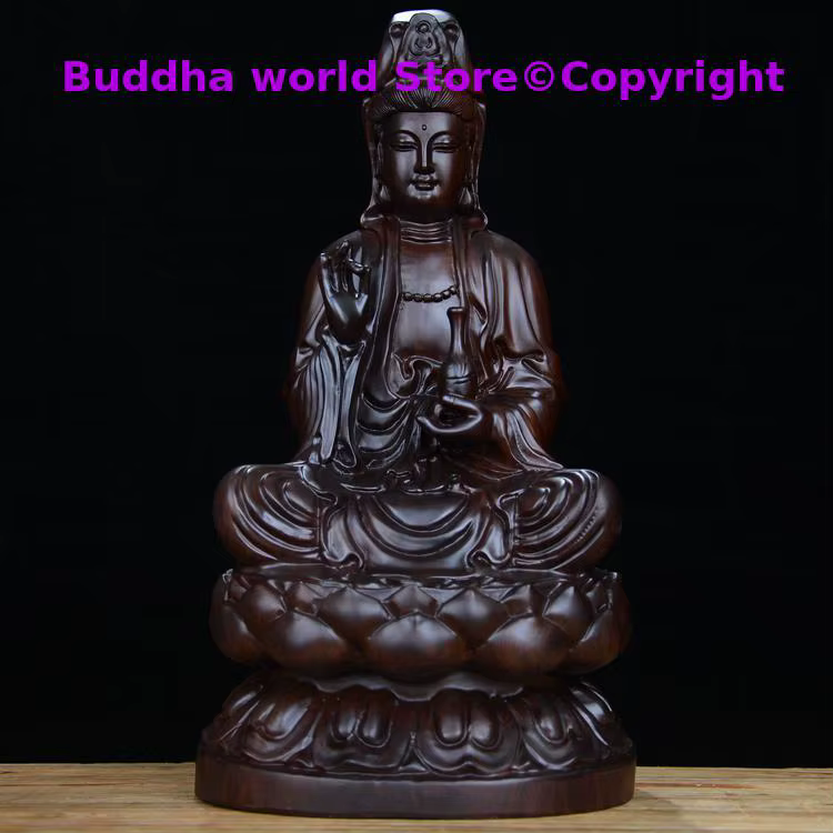 Statue de Bouddha Caranni Guanyin en bois de santal rouge faite à la main, protection spirituelle, bénédiction de la famille, 40cm, 2025