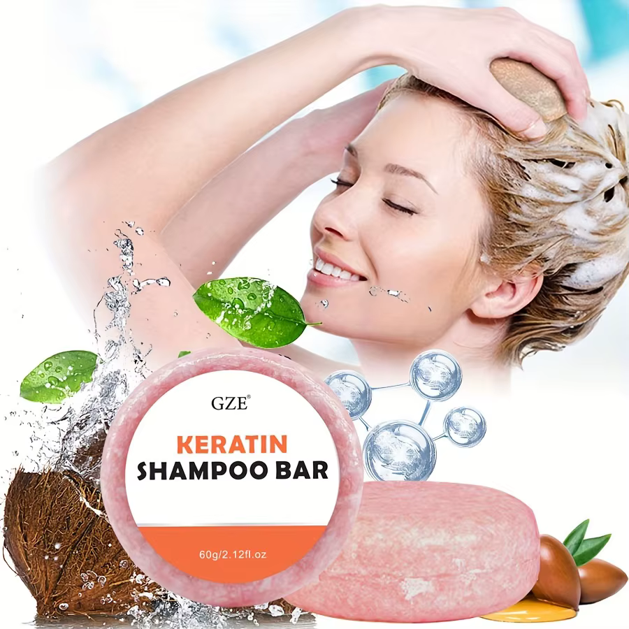 Savon en barre de shampoing à la kératine – Épaississement en salon pour cheveux secs