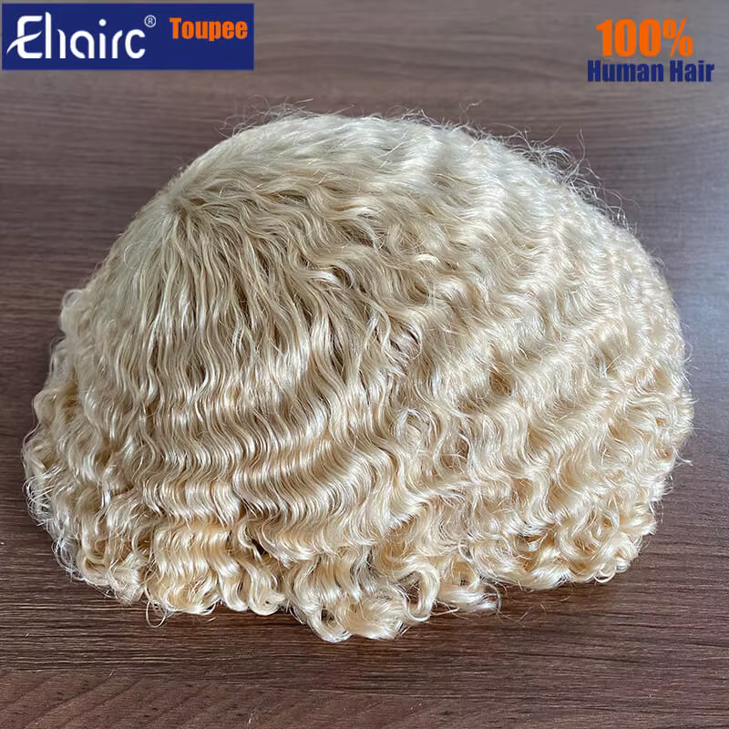 Blond 613 Afro pleine dentelle toupet perruques pour hommes noirs 6