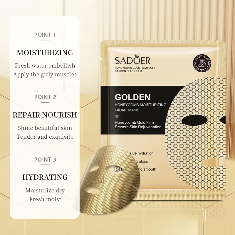 20 pièces SADOER 24K or hydratant masques pour le visage soins de la peau raffermissant nourrissant lisse rajeunissement de la peau masque feuilles masque