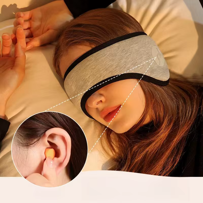 Bouchons d'oreilles anti-bruit pour le sommeil, masque oculaire réglable, bouchons d'oreilles isolants, isolation acoustique pour les voyages, la sieste et la pause déjeuner, protège-oreilles.
