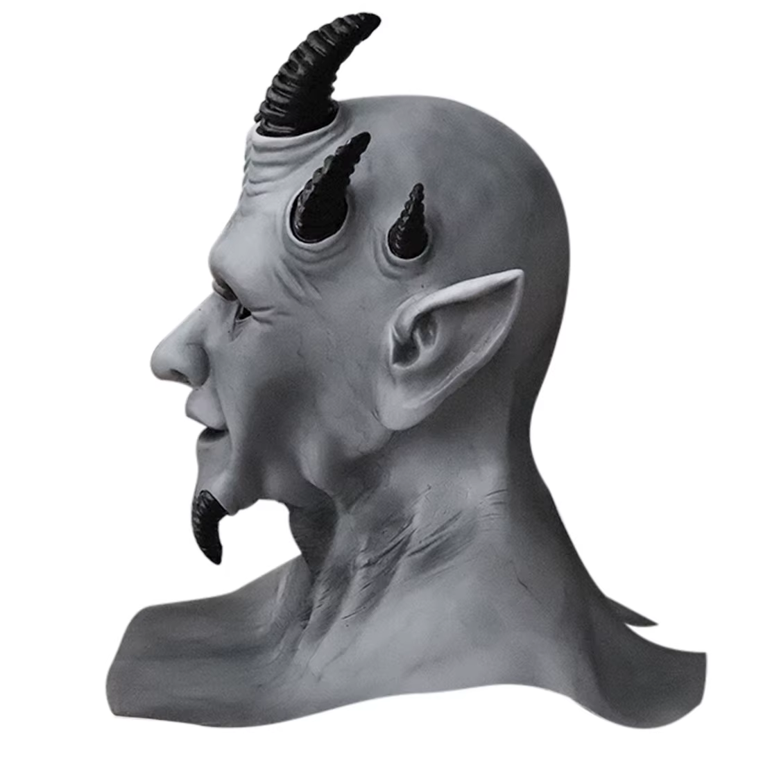 Masque en latex de démon à 6 coins - Décoration d'horreur pour Halloween
