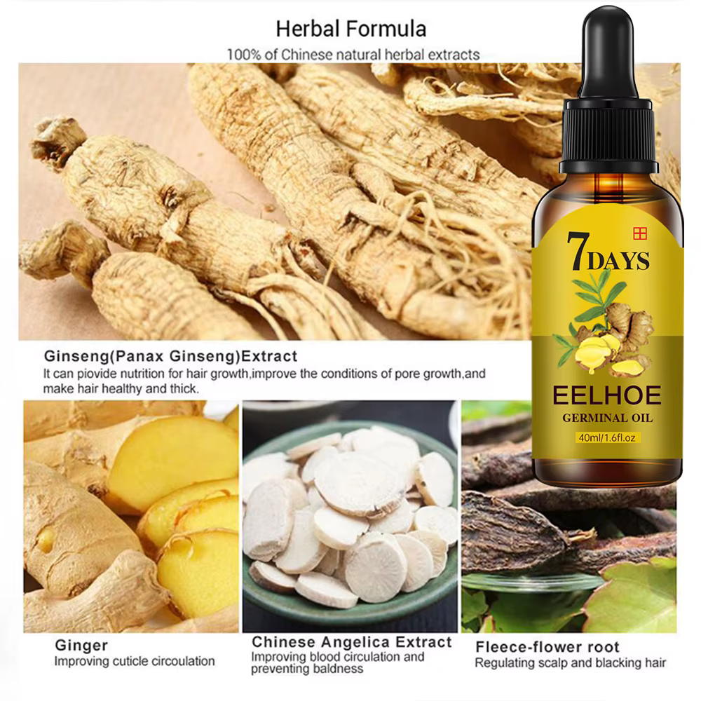 Sérum capillaire au gingembre, huile essentielle à croissance rapide, Anti-perte de cheveux, réparation du cuir chevelu endommagé, favorisant la régénération des cheveux au gingembre