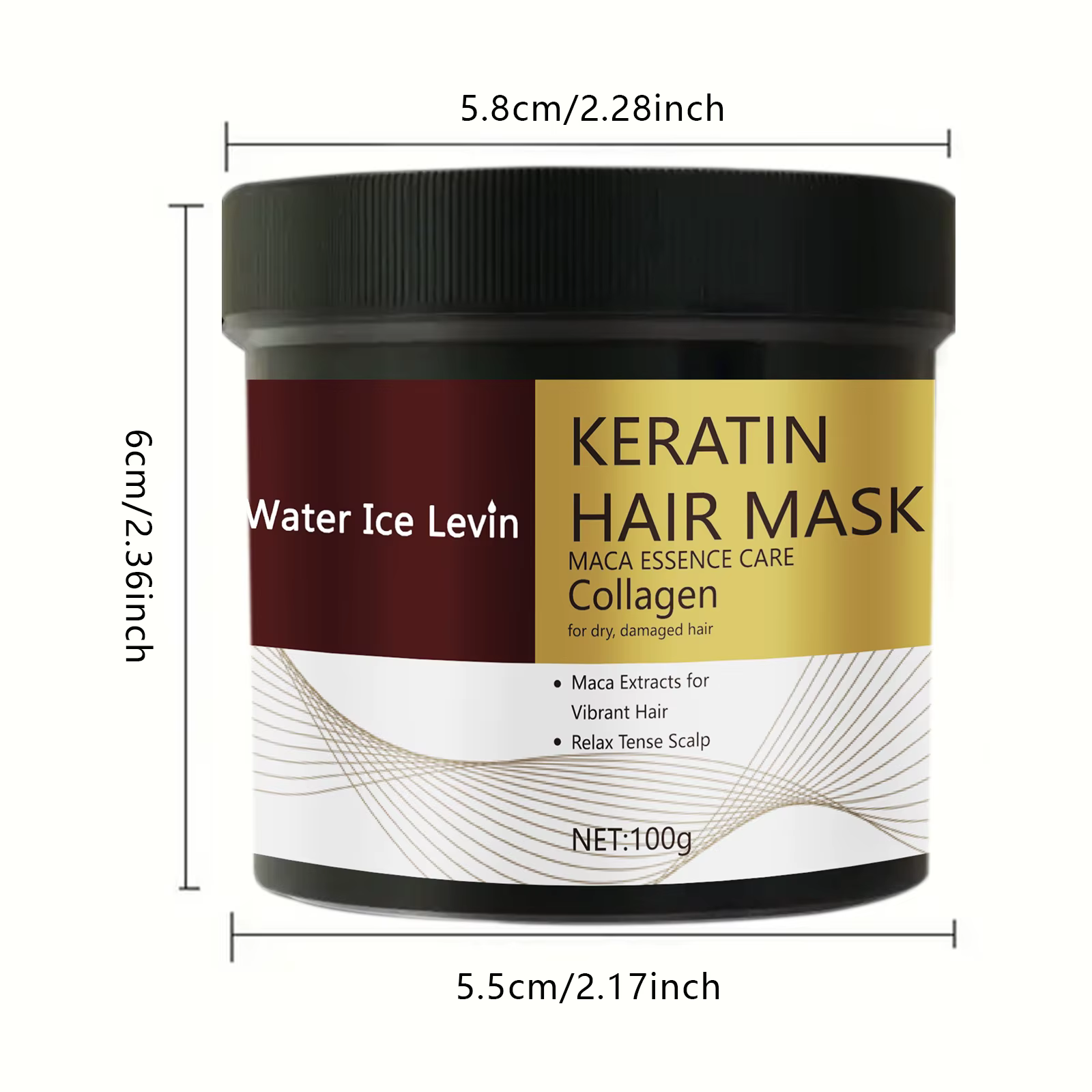Masque capillaire à l'extrait de maca et à la kératine hydrolysée. Répare les cheveux secs. Collagène Huile d'Argan.