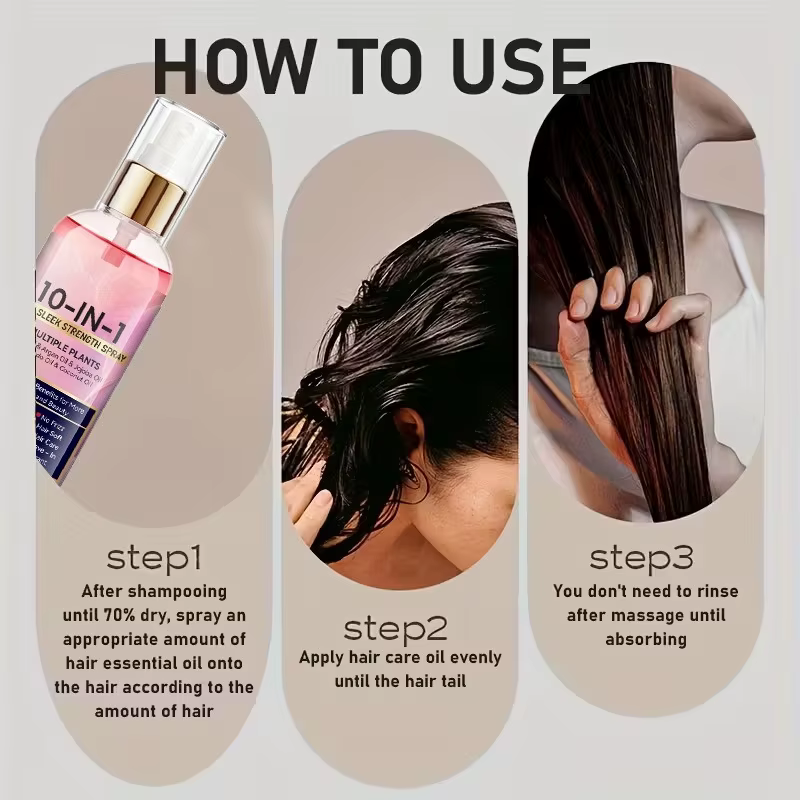 Spray capillaire 10 en 1 sans rinçage pour réparer les cheveux secs