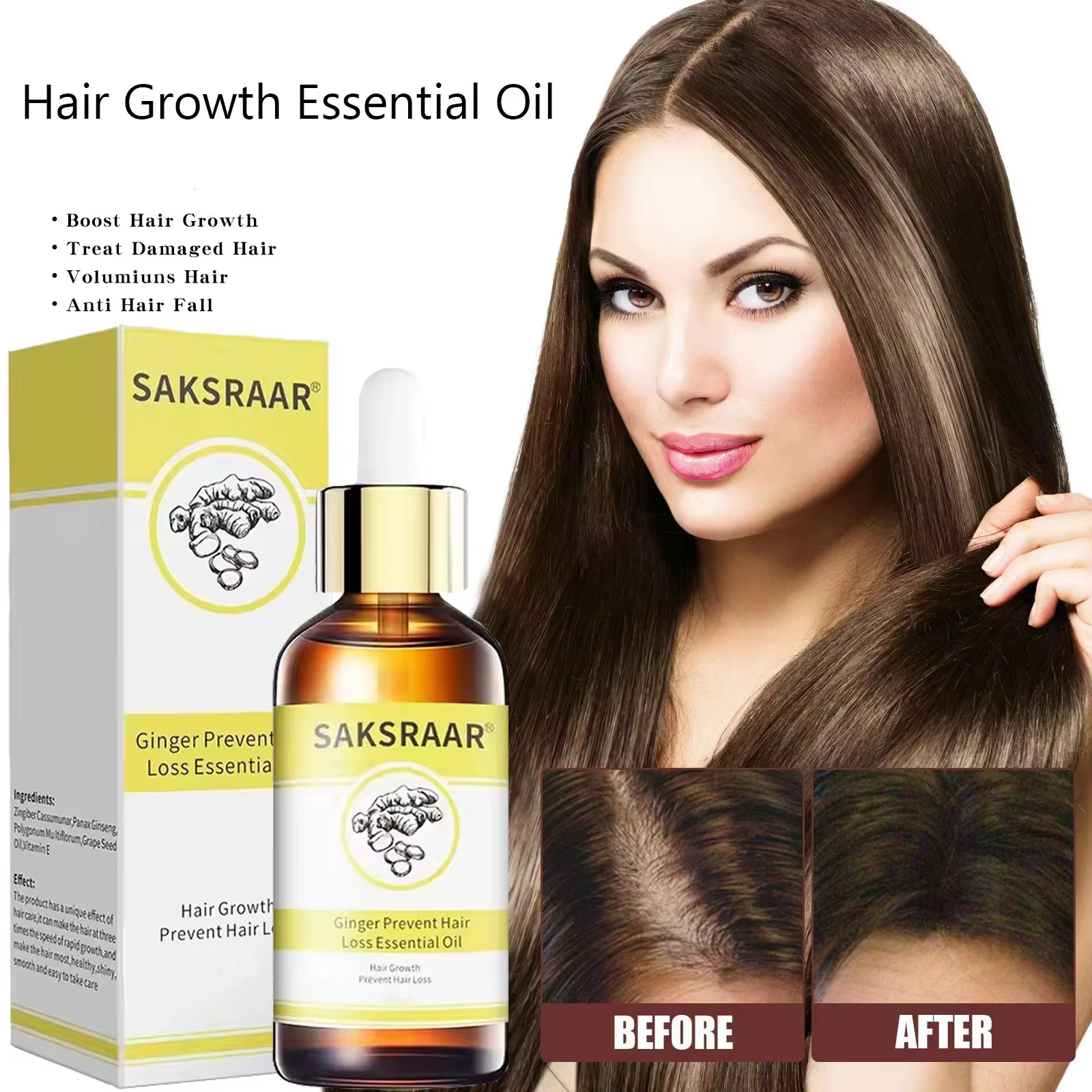 Soins capillaires, huiles essentielles originales et authentiques, liquide pour perte de cheveux, soins de santé, beauté, cheveux denses, sérum amélioré, 100%