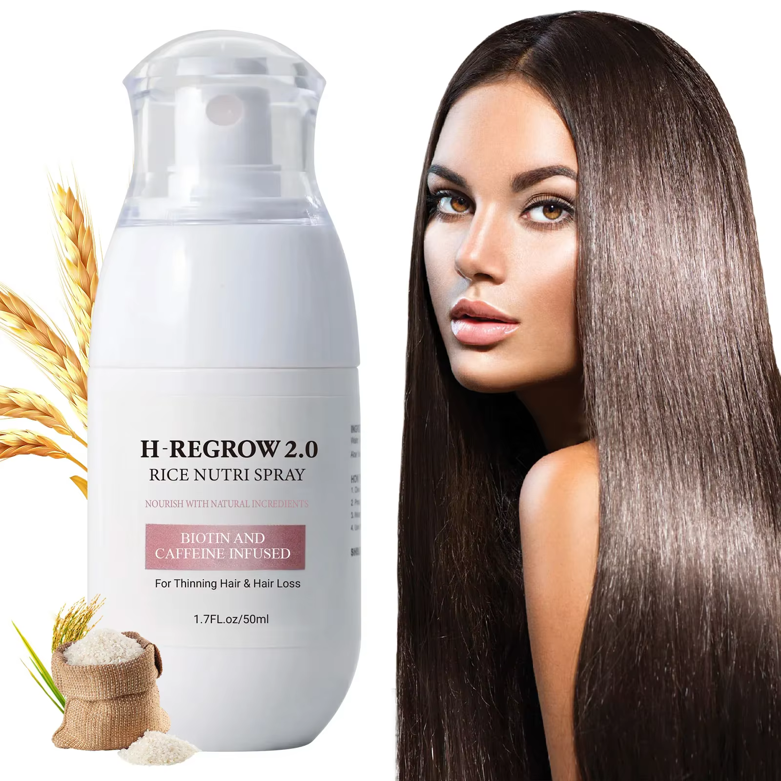 Spray pour cheveux, eau de riz