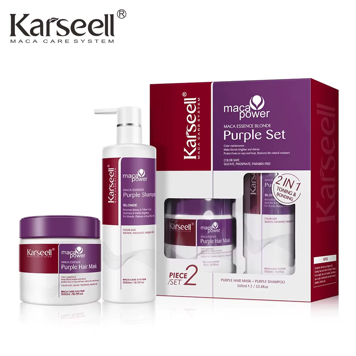 Karseell masque pour cheveux violets shampoing violet professionnel neutralise les tons jaunes en laiton