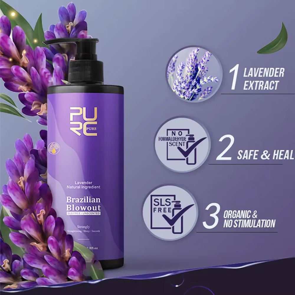PURC lavande 12% traitement lissant à la kératine brésilienne cheveux bouclés lisser crème lissante produits de Salon professionnels