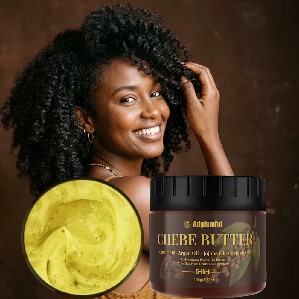 Huile de Ricin 5-en-1 et Beurre de Chebe – Soin Professionnel pour Cheveux Forts et Anti-Casse