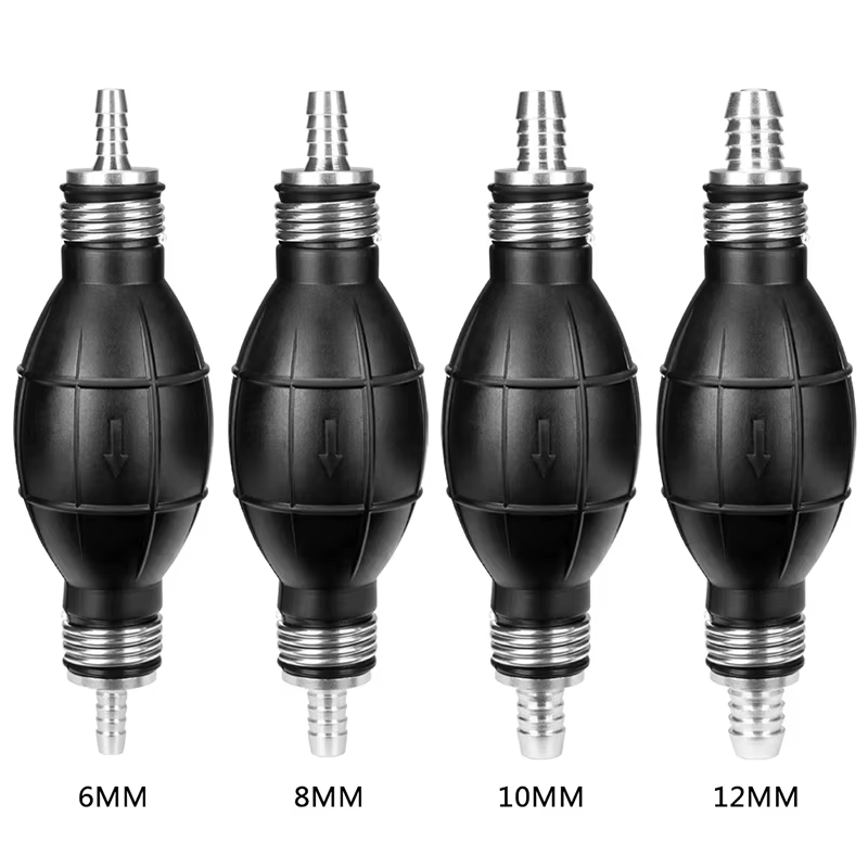Pompe manuelle à carburant 6mm/8mm/10mm/12mm en caoutchouc et aluminium, pour transfert de diesel, huile et essence pour voiture, bateau, moteur hors-bord