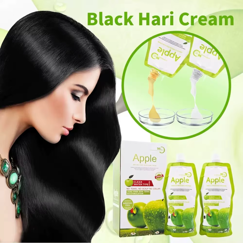 Crème colorante capillaire naturelle 100% noire pour couvrir les cheveux blancs