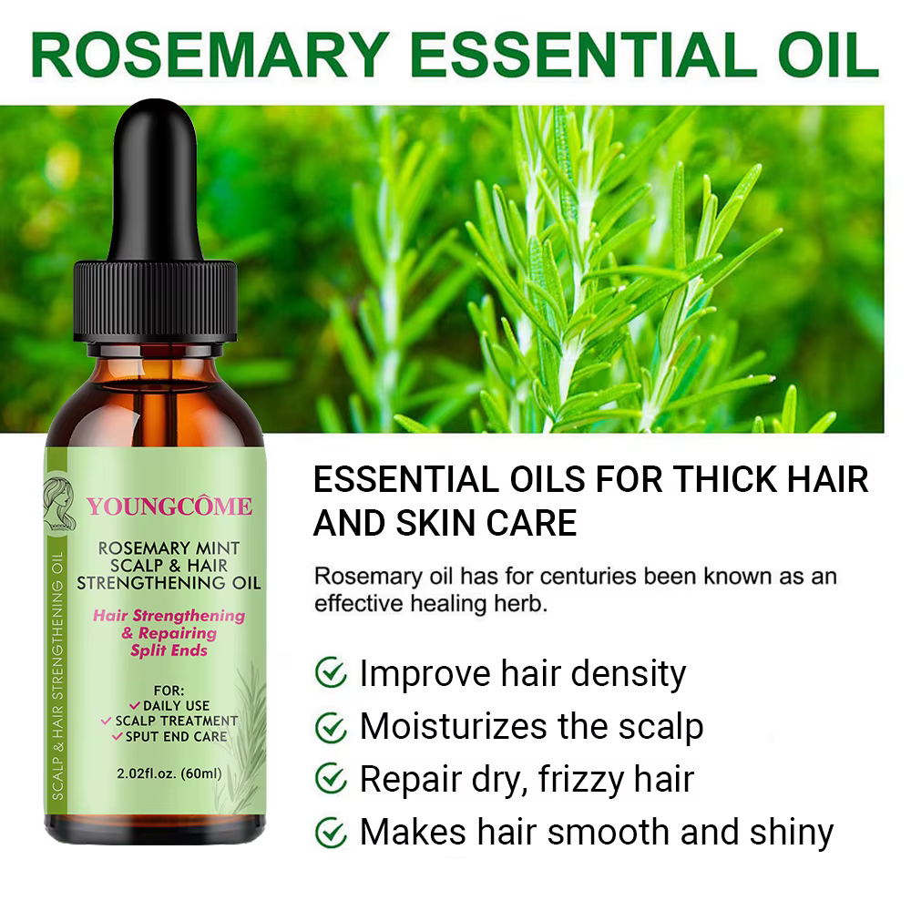 Huile de croissance des cheveux au romarin et à la menthe