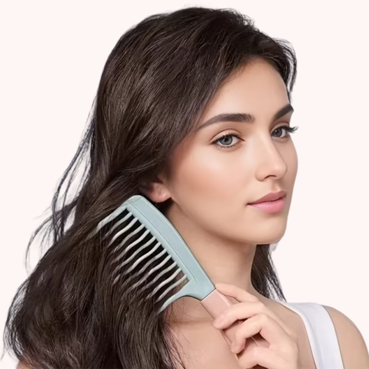 1 peigne à double rangée de dents ondulées pour cheveux bouclés