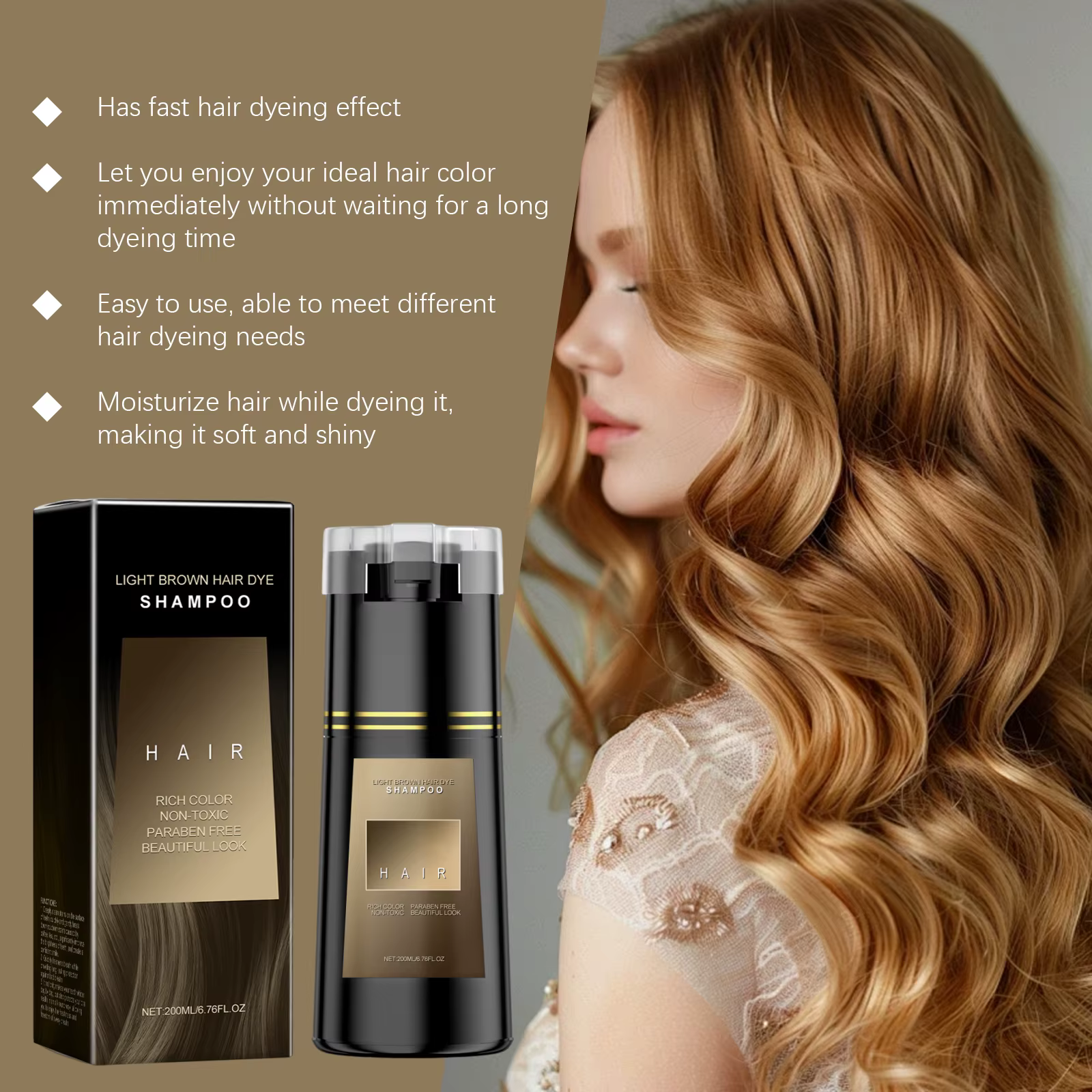Shampoing de coiffure, teinture naturelle pour cheveux