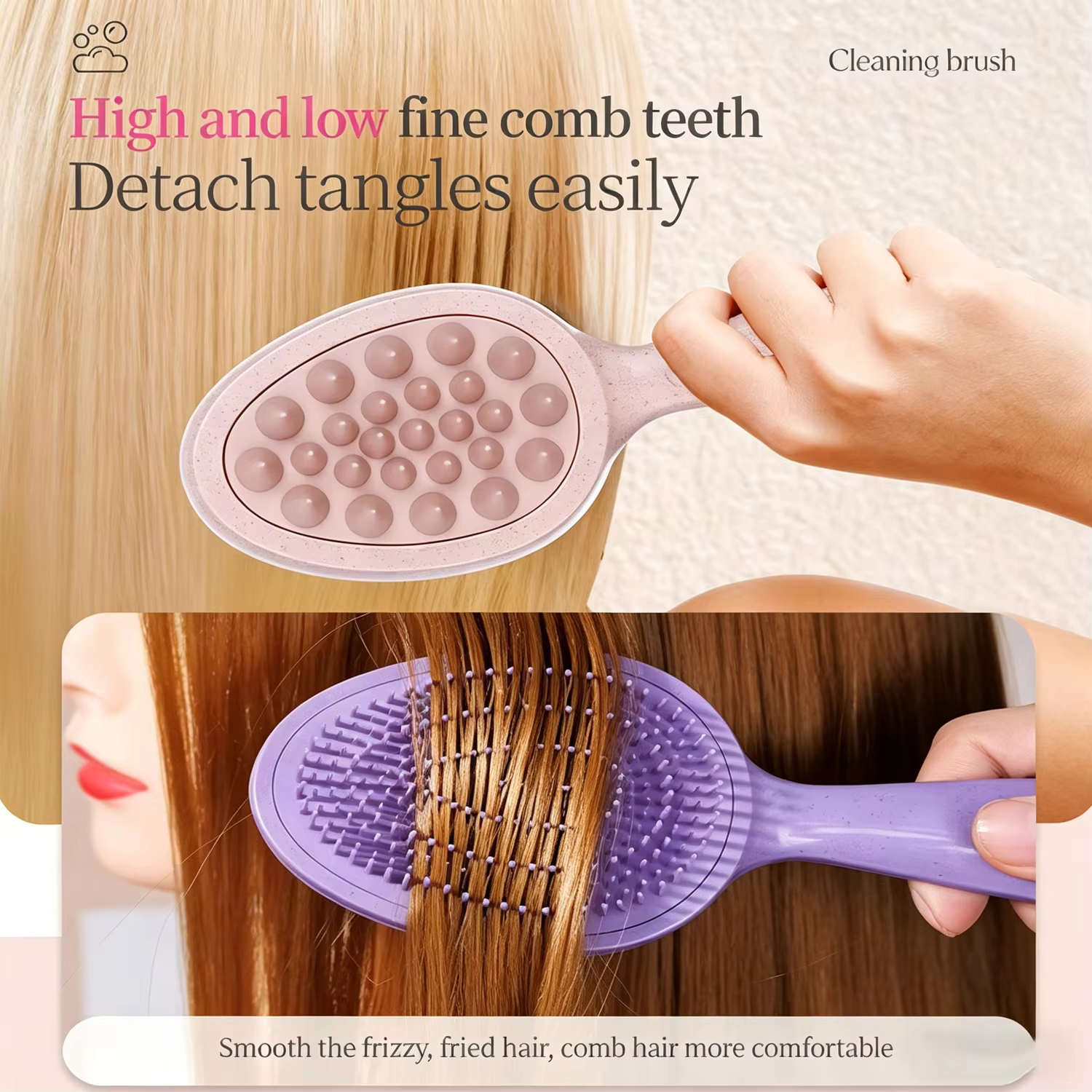 Brosse de massage du cuir chevelu 2-en-1 avec poils en silicone doux