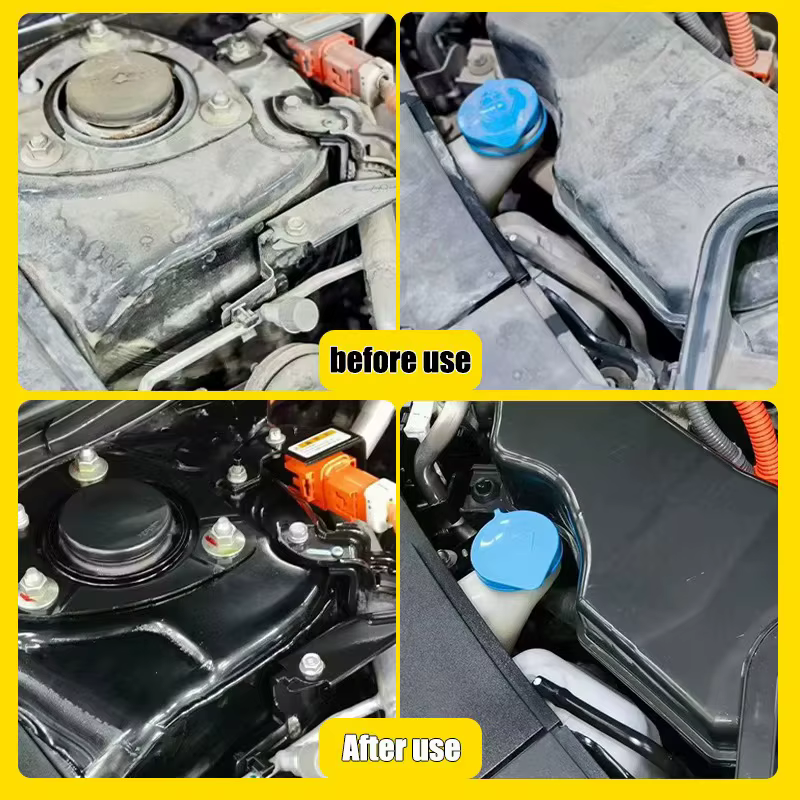 Agent de nettoyage pour compartiment moteur de voiture, dégraissant sans rinçage, élimination profonde de la rouille et nettoyage.