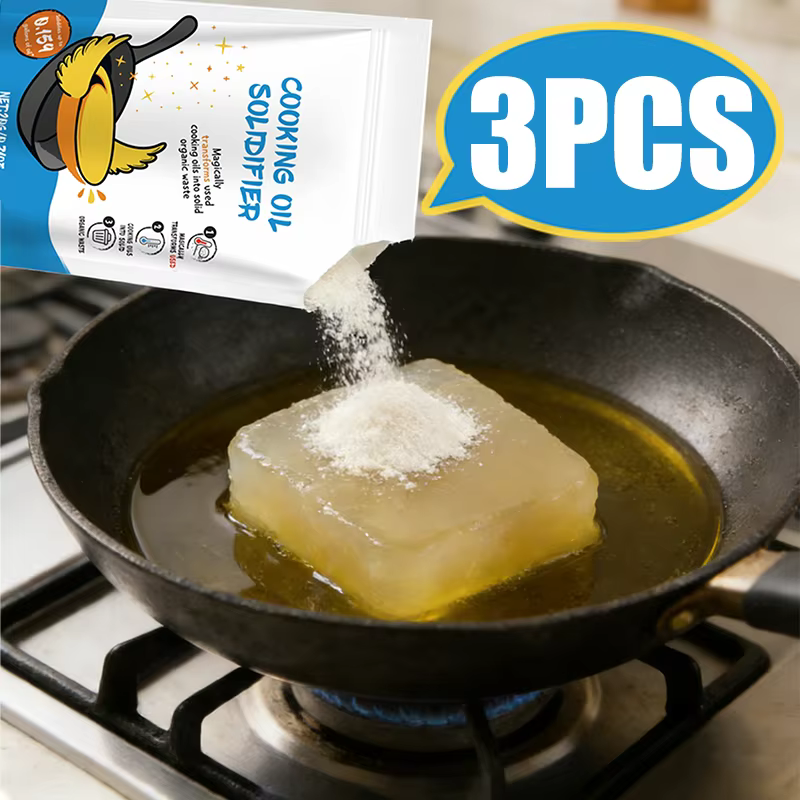 Poudre solidifiante pour huile de cuisson naturelle, durcisseur pour graisse et huile de friture, solution de coagulation pour l'élimination facile des déchets d'huile végétale et de canola