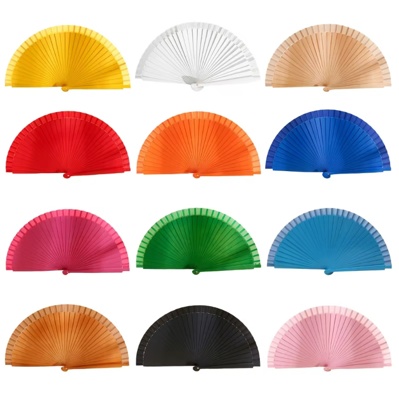 Éventail pliant à Vintage espagnol, en bois couleur unie, pour les fêtes