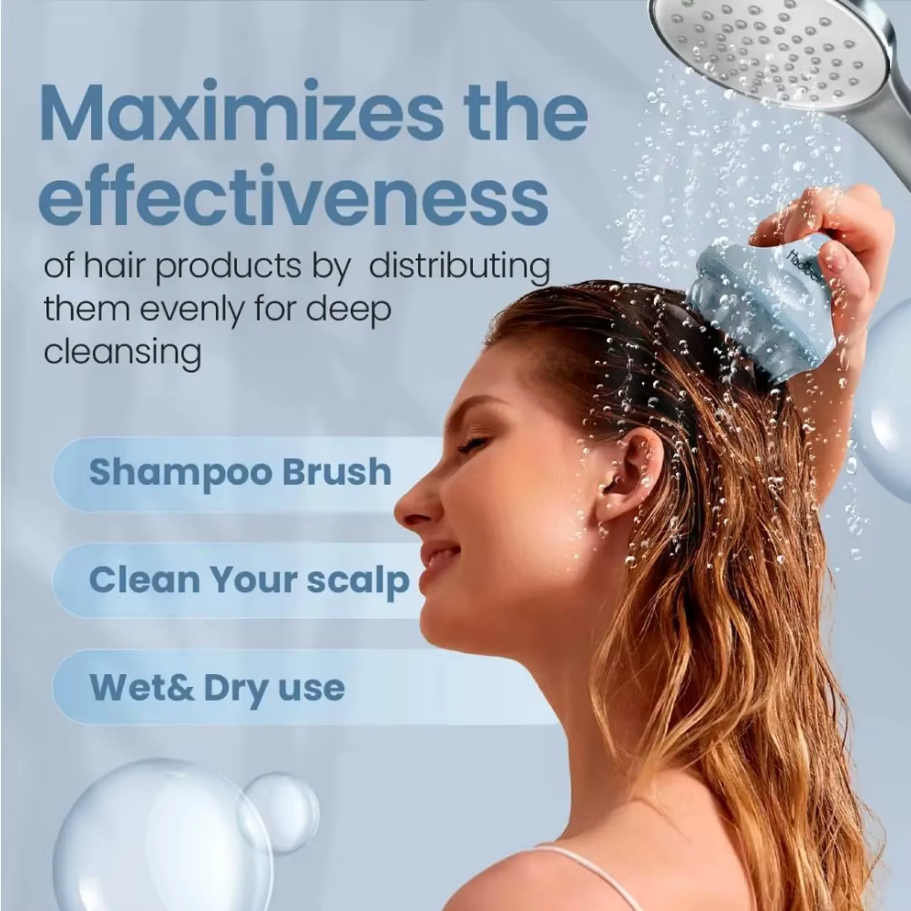 Brosse de massage du cuir chevelu en silicone pour shampoing