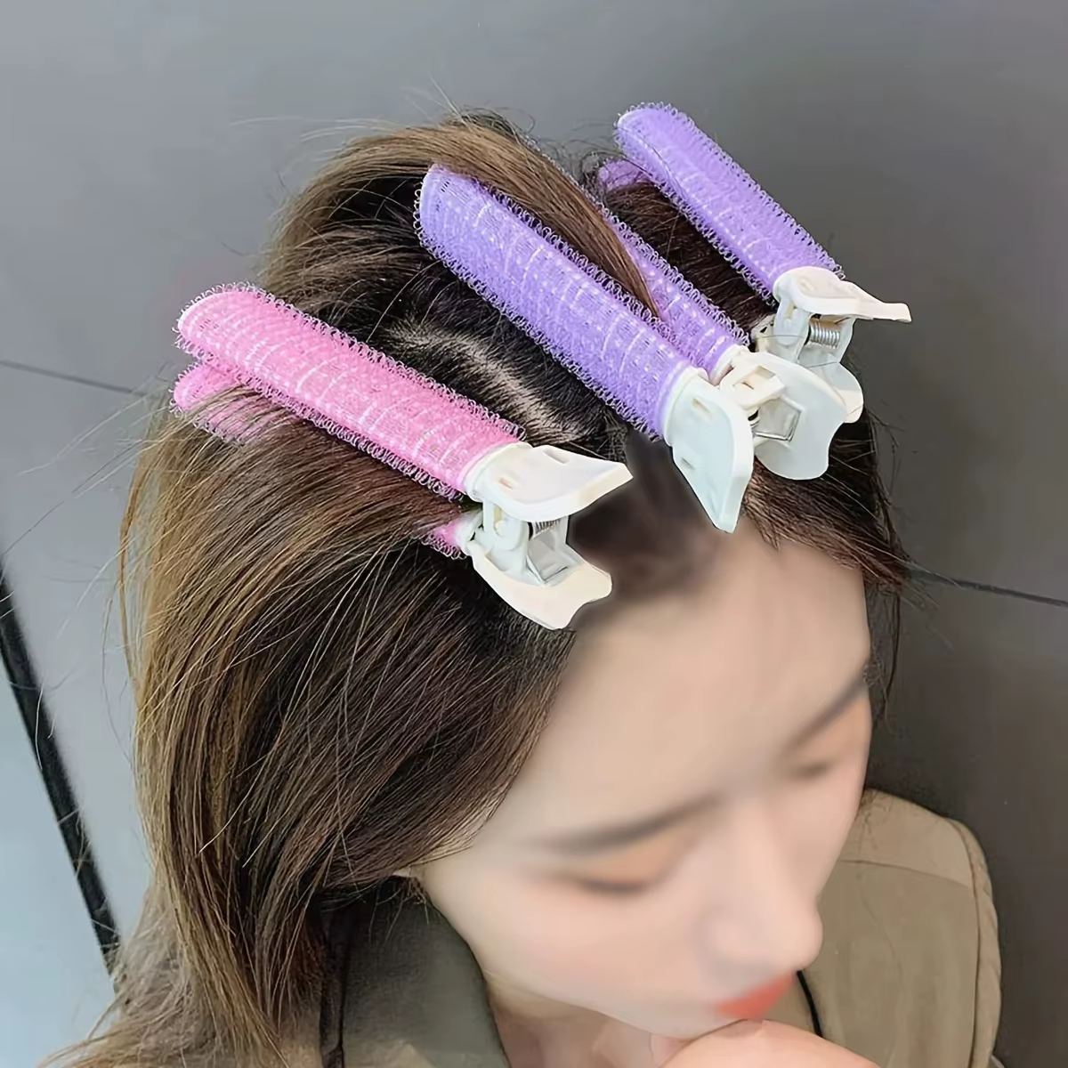 4 pinces à cheveux rondes élégantes, racines de cheveux colorées améliorent un bigoudi moelleux, rehausseur de coiffure instantané