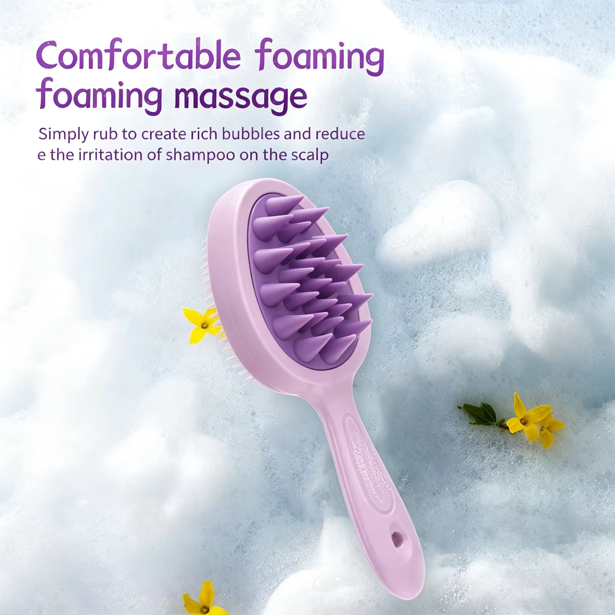 Brosse de massage du cuir chevelu 2-en-1 avec poils en silicone doux
