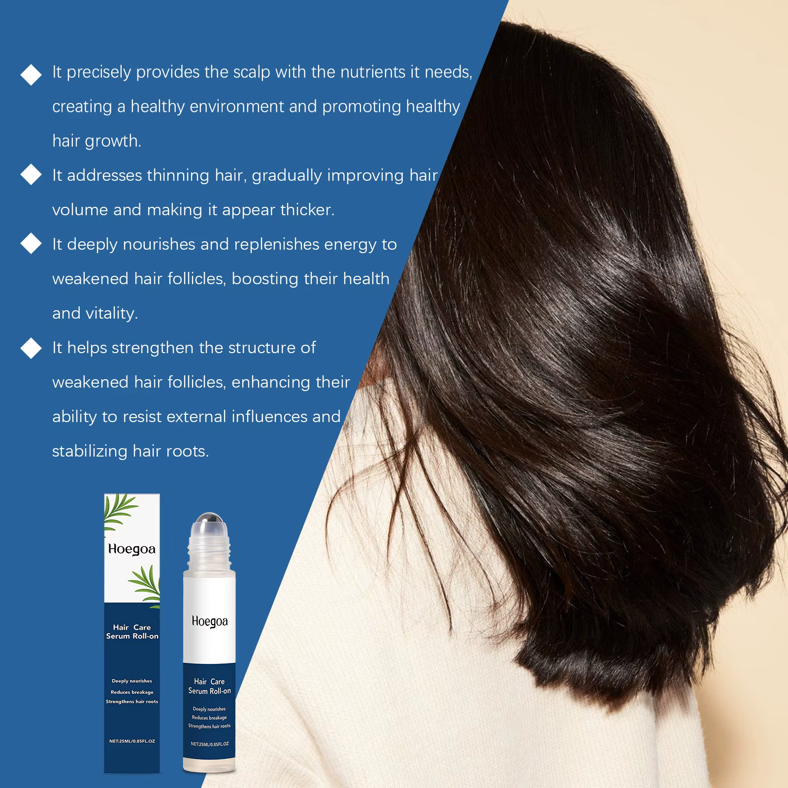 Sérum Capillaire Croissance au Romarin en Roll-On – Traitement du Cuir Chevelu Anti-Chute et Épaississant – Nourrit et Renforce les Racines des Cheveux
