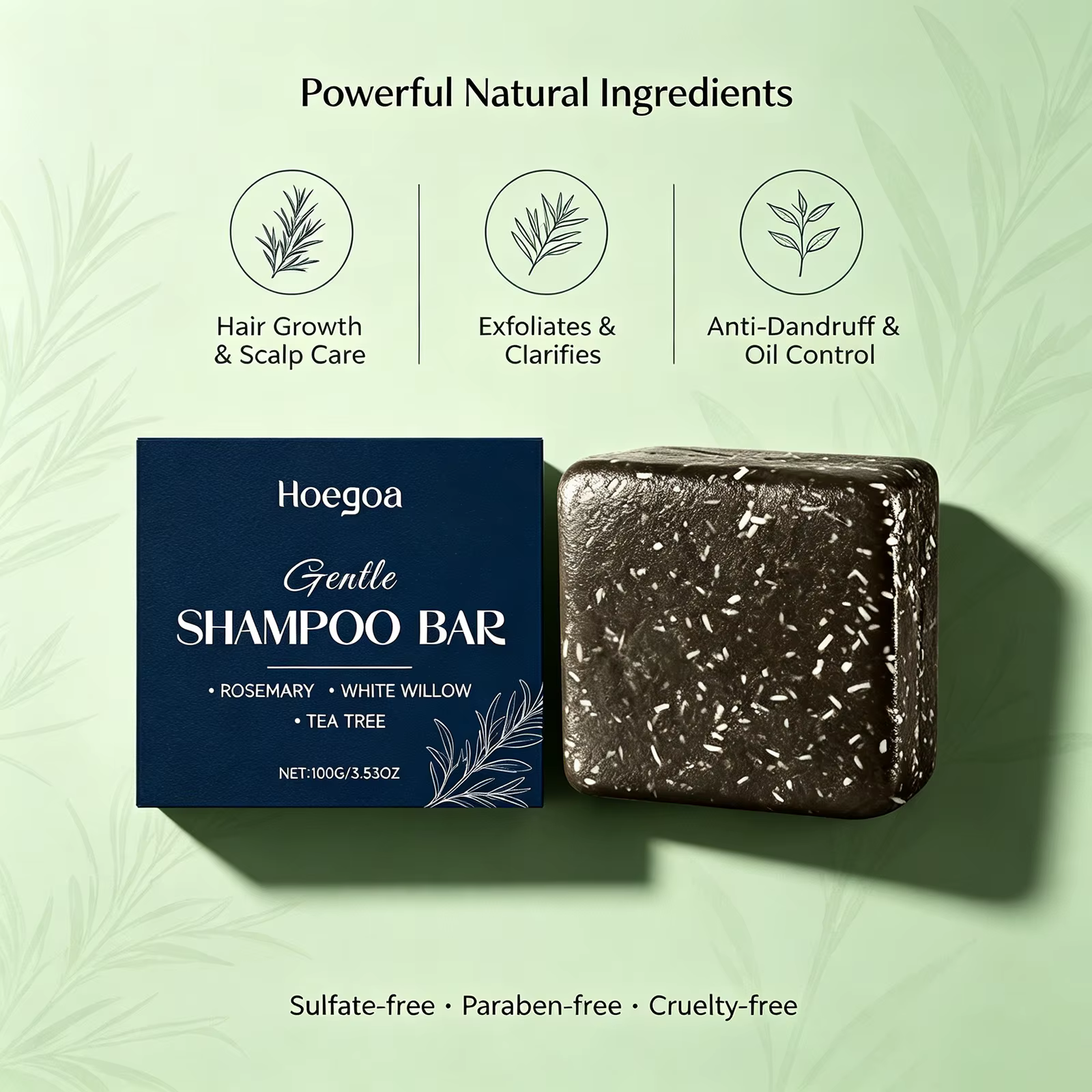 Barre de shampoing au romarin pour la croissance des cheveux Shampooing solide naturel avec huile
