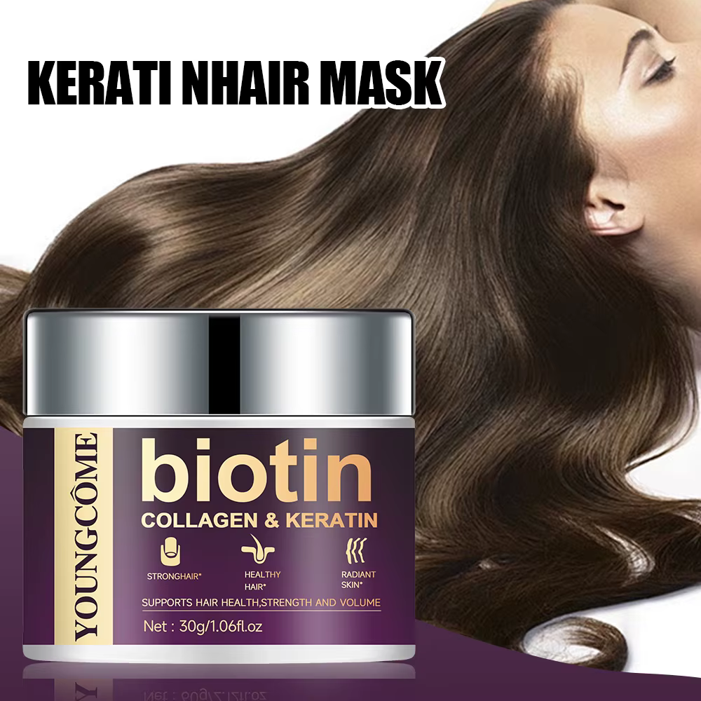 Masque capillaire hydratant à la biotine contenant du collagène et de la kératine naturelle