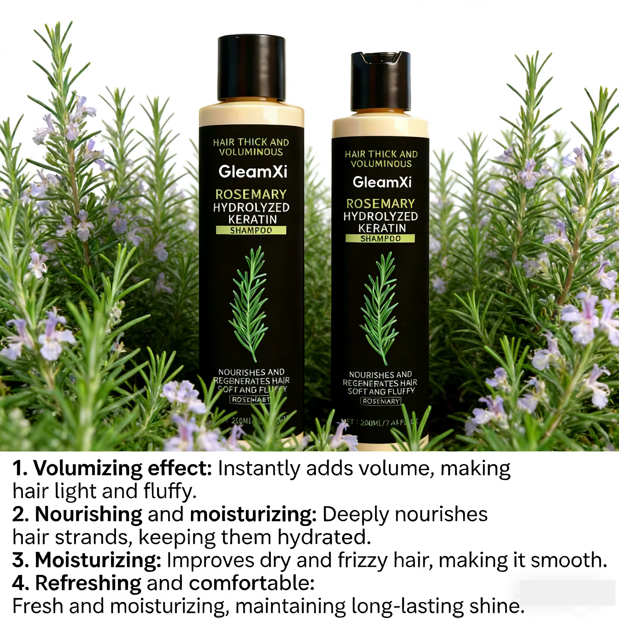 Shampoing volumisant à la kératine de romarin