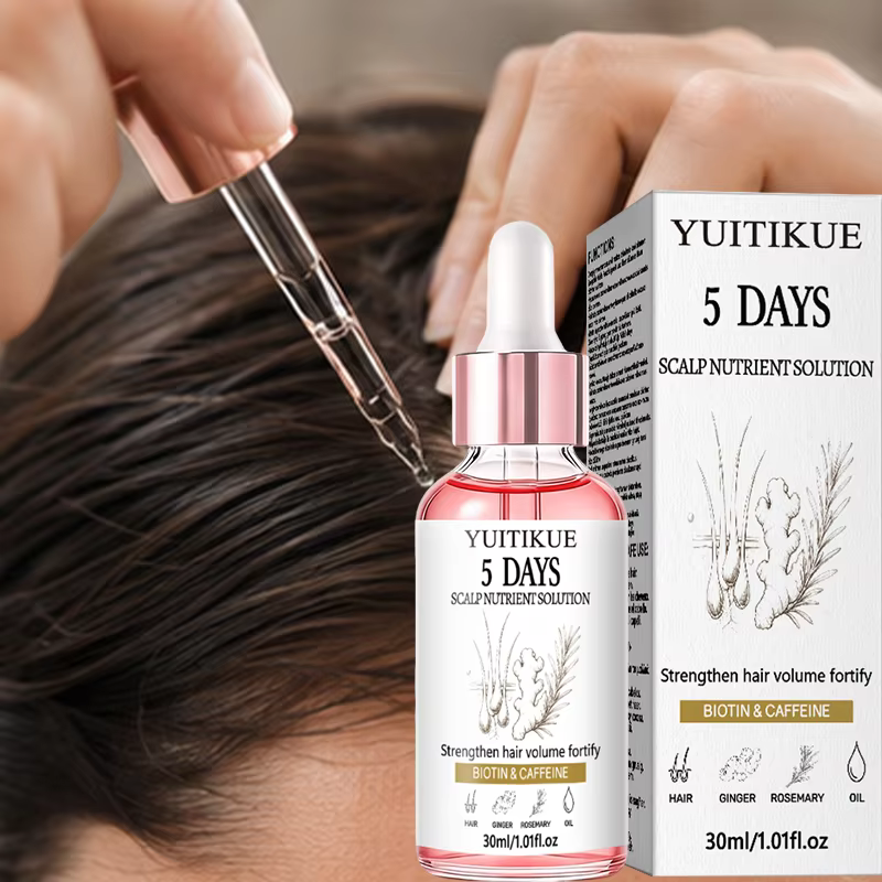 Sérum nutritif pour le cuir chevelu à la biotine et à la caféine 30ml YUITIKUE Gingembre Romarin Nourrit le cuir chevelu Renforce le volume des cheveux Essence de soin capillaire quotidienne