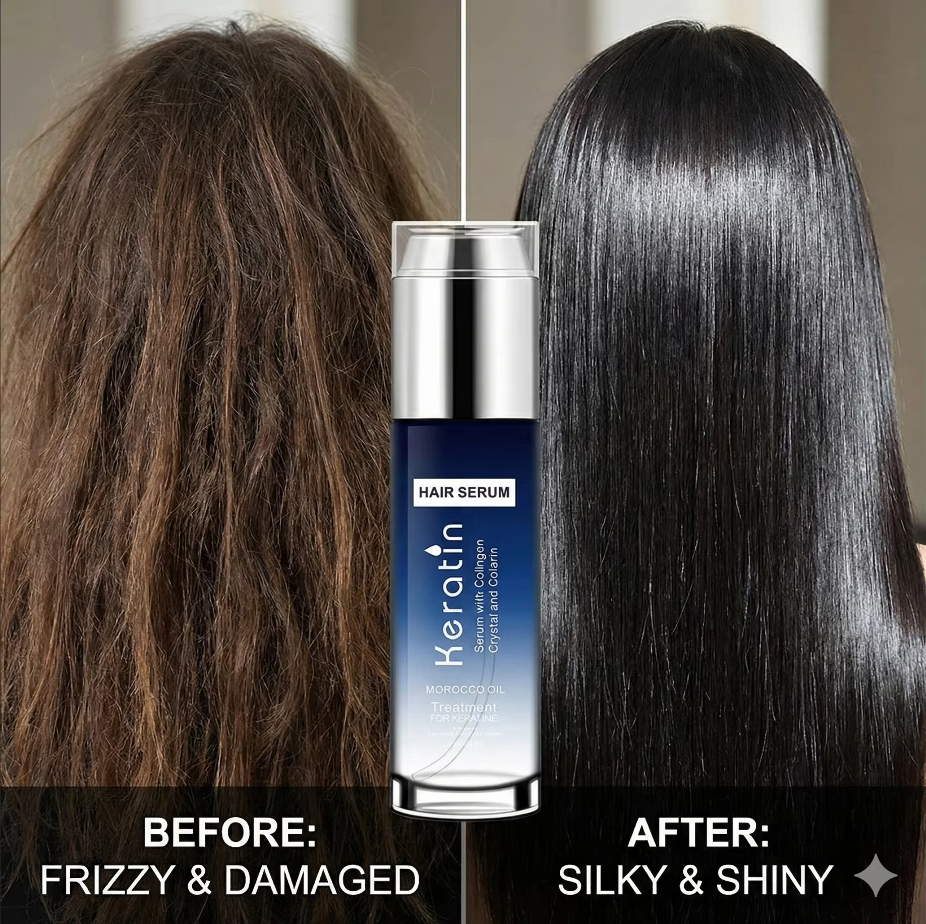 Sérum capillaire à la kératine pour la réparation des cheveux secs et endommagés
