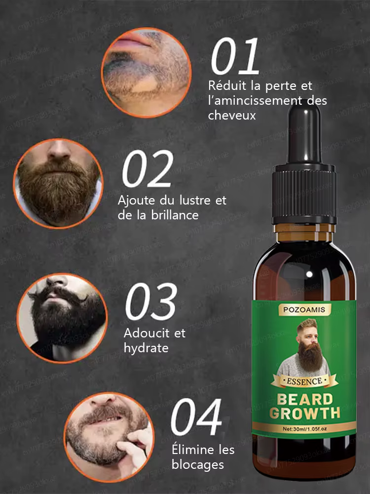 Essence de croissance de la barbe. Elle aide votre