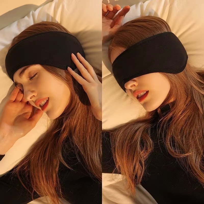 Masque de sommeil anti-bruit pour hommes et femmes, masque occultant en peluche pour la relaxation, masque de sommeil en coton