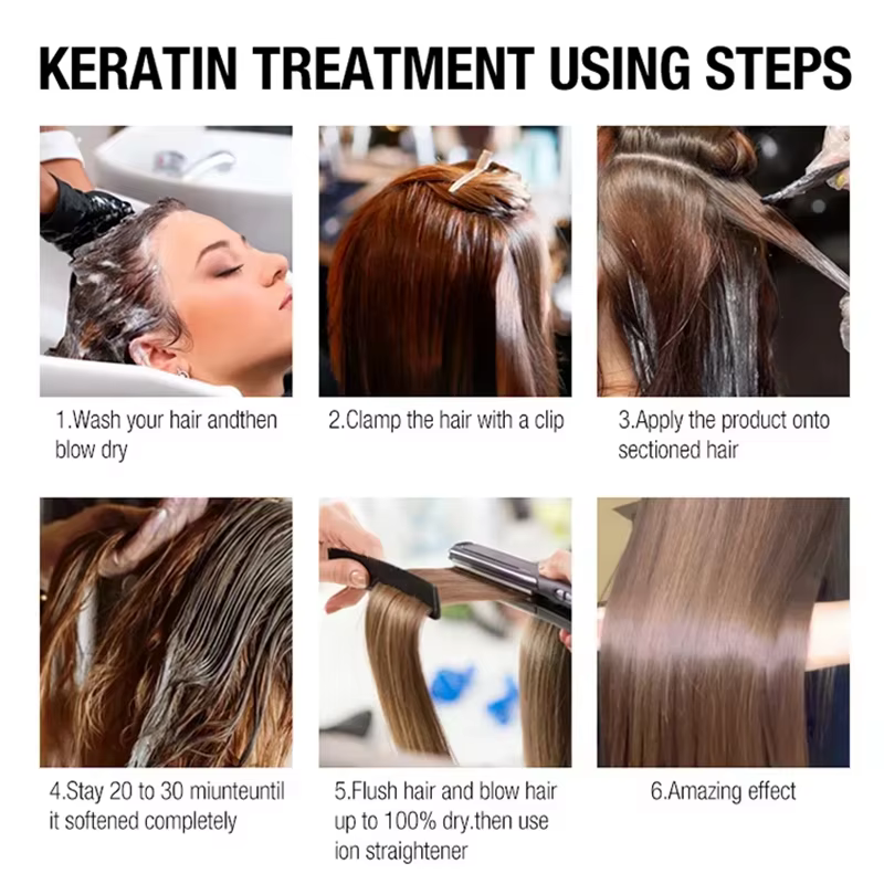 Traitement capillaire à la kératine brésilienne PURC pour cheveux bouclés abîmés