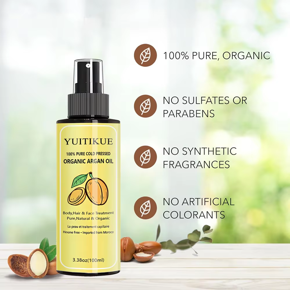 Huile d'Argan Biologique Pressée à Froid 100% Pure YUITIKUE | Pour le corps