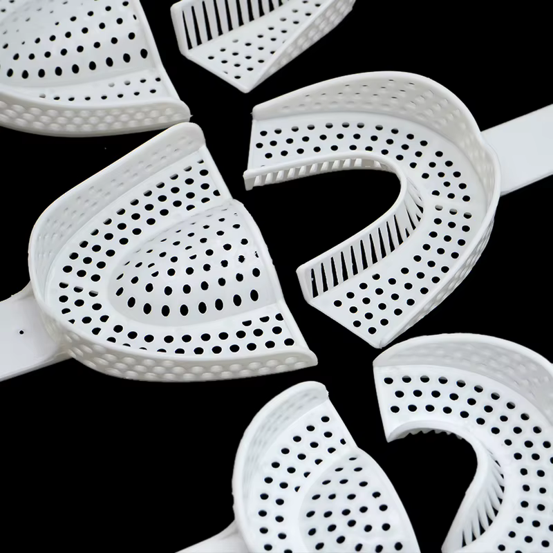 Plateau d'empreinte dentaire jetable, 1 paire, porte-dents en plastique, plateaux en plâtre, cuillère, hygiène buccale, outils de dentiste