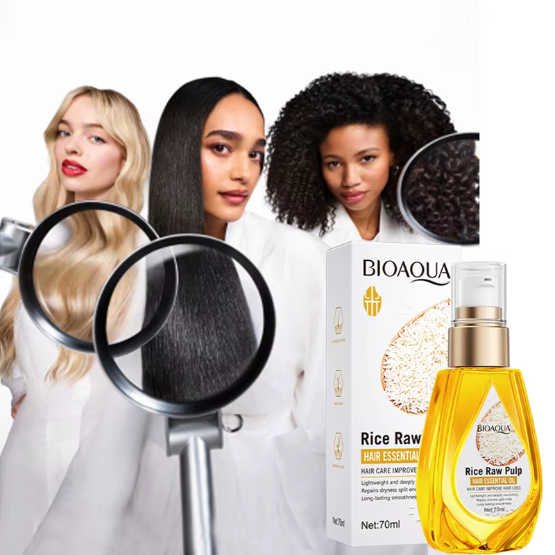 Huile essentielle pour les cheveux à base de purée de riz