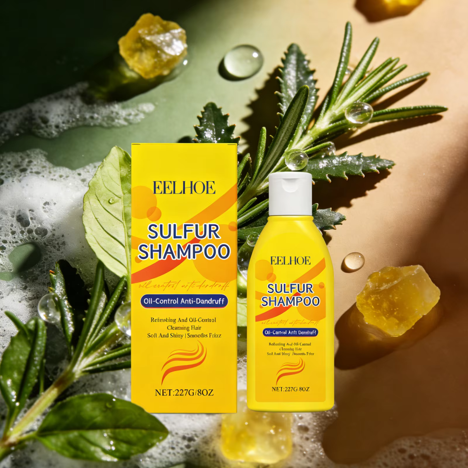 Shampoo au Soufre EELHOE Contrôle du Sébum Hydratant Nettoyage des Cheveux Prévention de la Chute