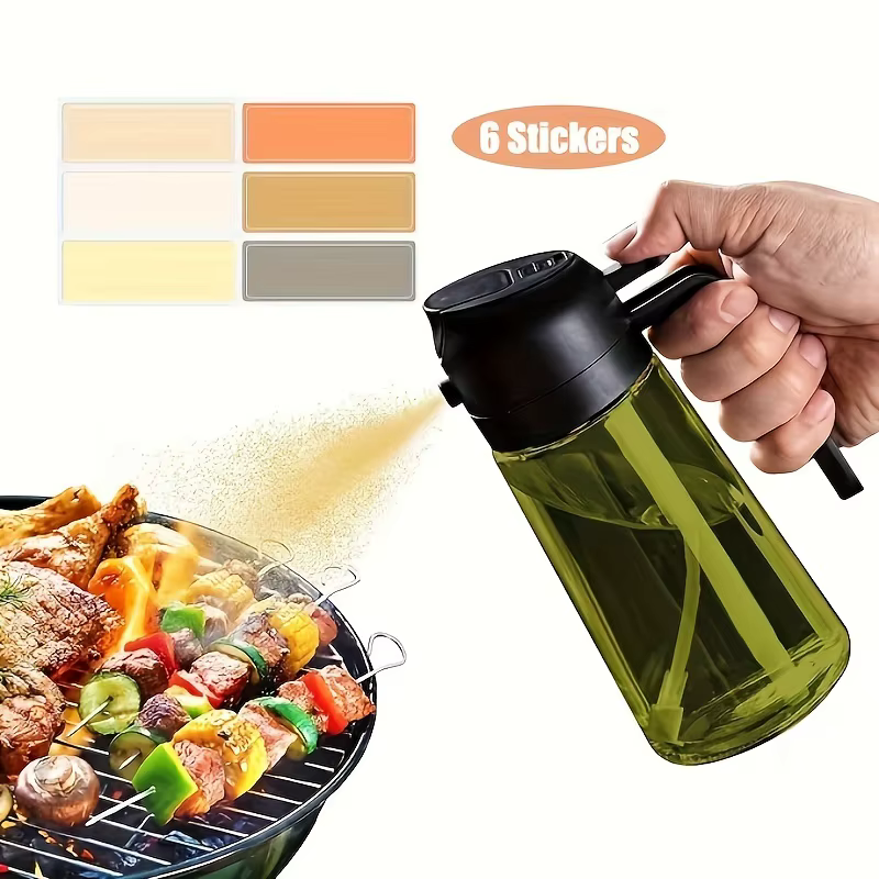 Bouteille d'injection d'huile, bouteille d'huile d'olive de cuisine de 16 onces, distributeur d'huile d'olive deux en un et pulvérisation d'huile, fournitures de cuisine
